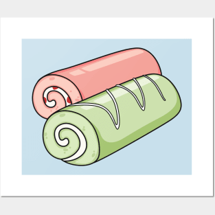 Swiss roll / roll cake cartoon illustration Posters and Art